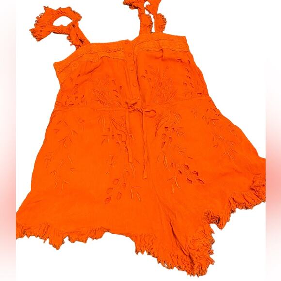 Free People Burnt Orange rompers shorts with adjustable waistband Bohemian Boho - Picture 5 of 15